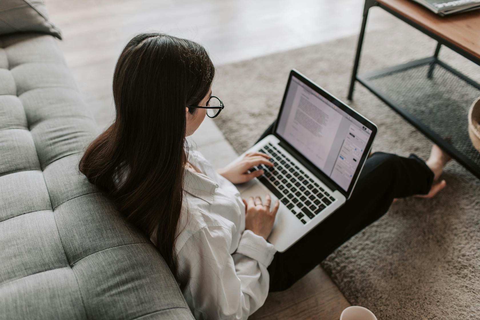 A woman using a laptop